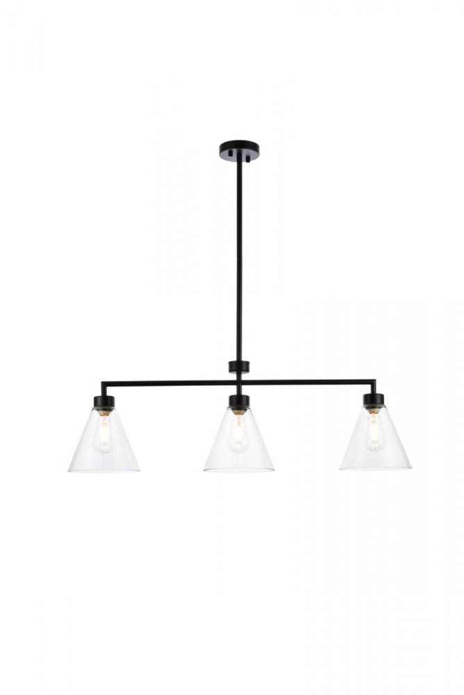 Mera 3 lights black pendant