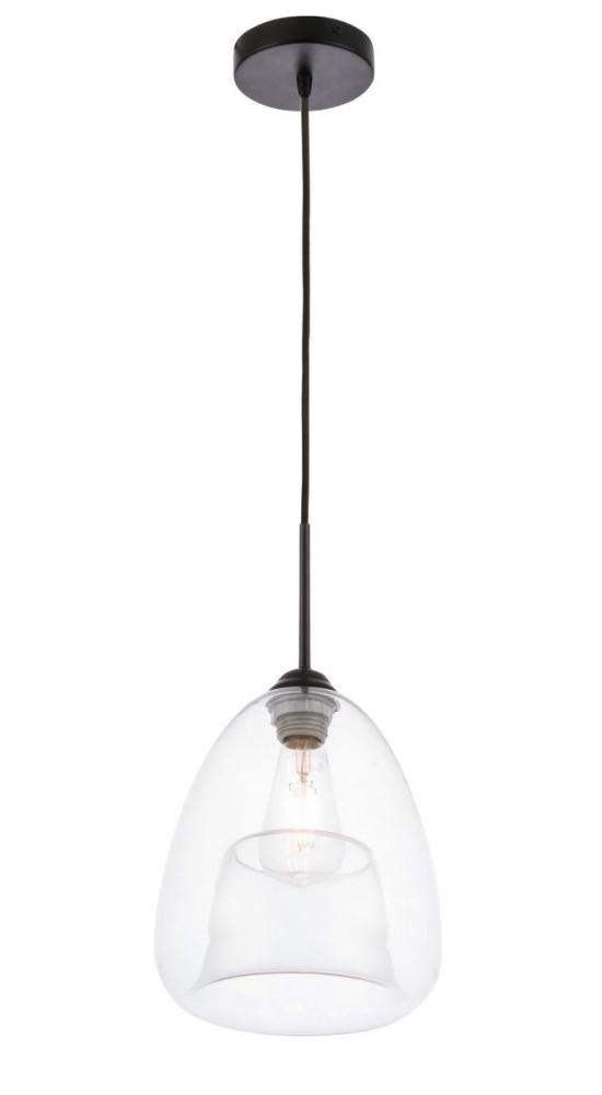 Kason 1 light Black and Clear glass pendant