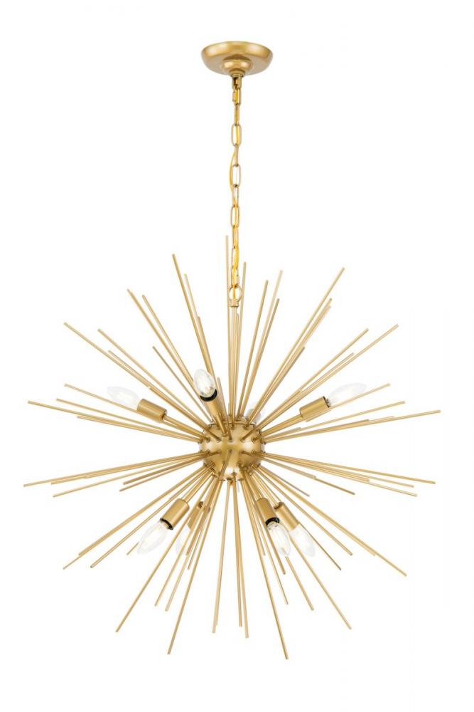 Timber 8 light Brass pendant