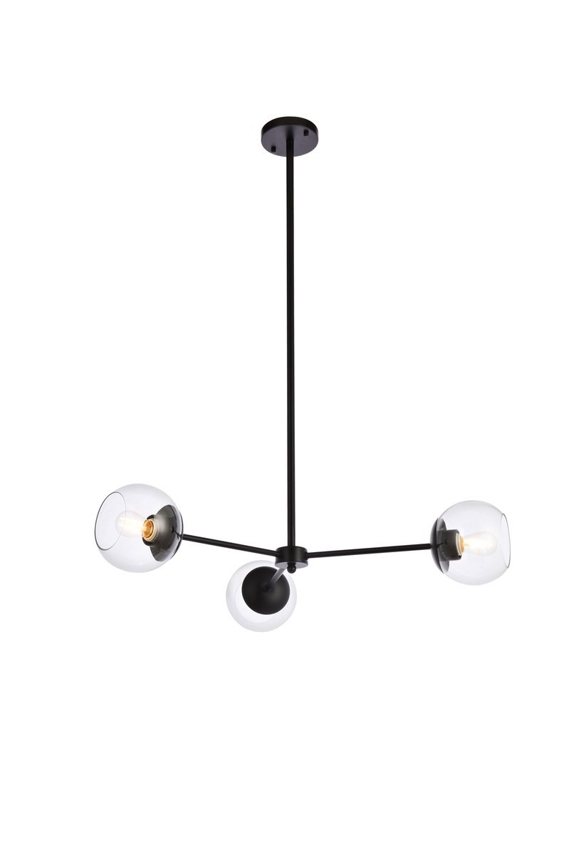 Briggs 32 inch pendant in black with clear shade