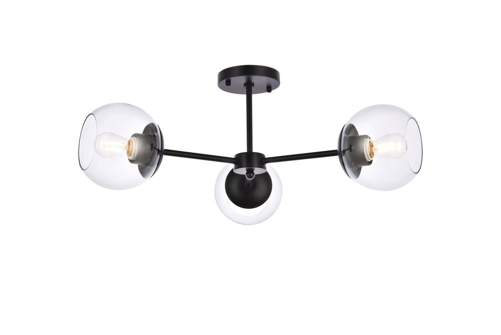 Briggs 26 inch flush mount in black with clear shade