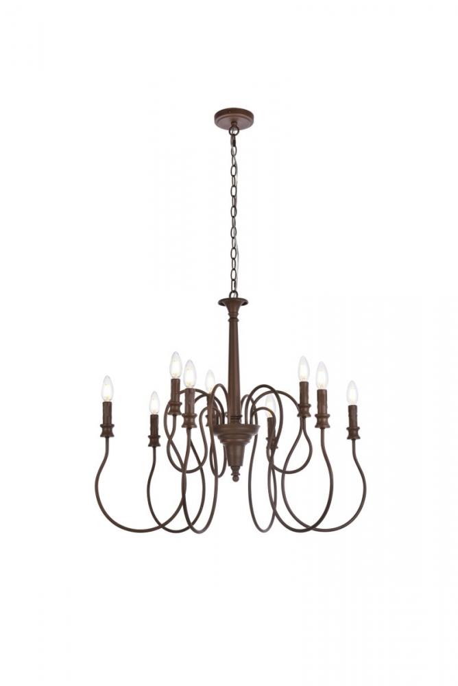 Flynx 9 lights pendant in weathered oak