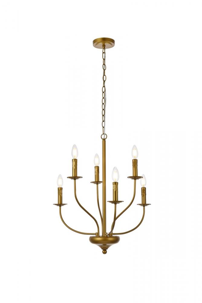 Westley 6 lights pendant in brass