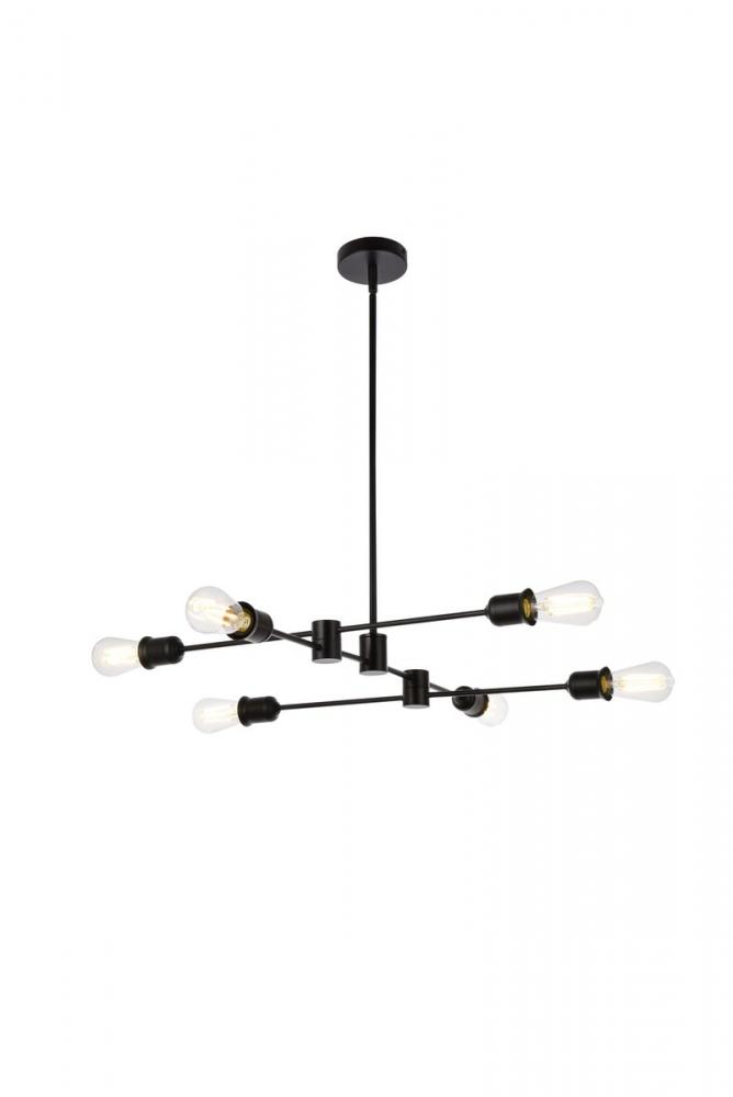 Xavier 6 lights pendant in black