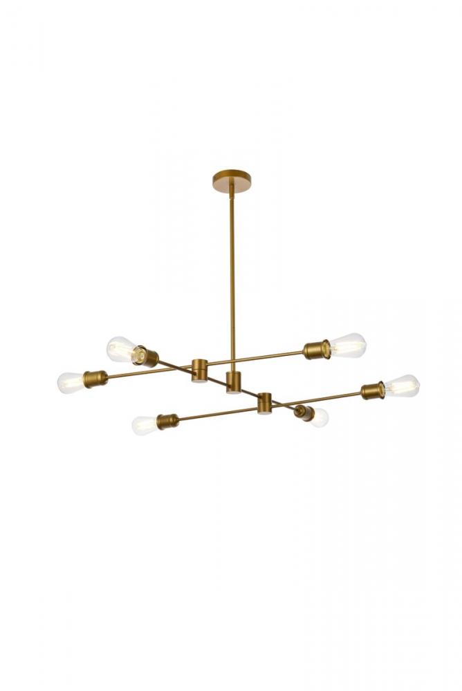 Xavier 6 lights pendant in brass