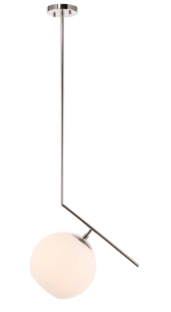 Ryland 1 light Chrome and Frosted White glass pendant