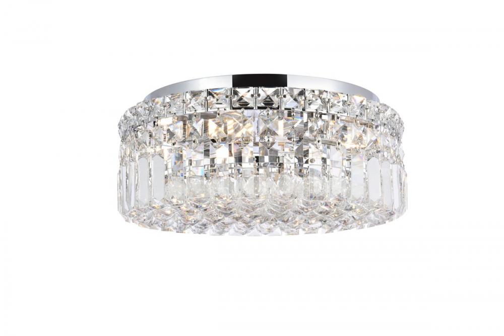 MaxIme 4 Light Chrome Flush Mount Clear Royal Cut Crystal