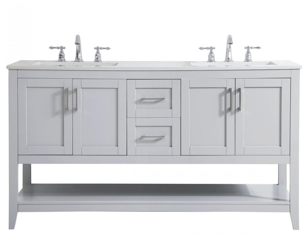 60 inch Double Bathroom Vanity in Grey