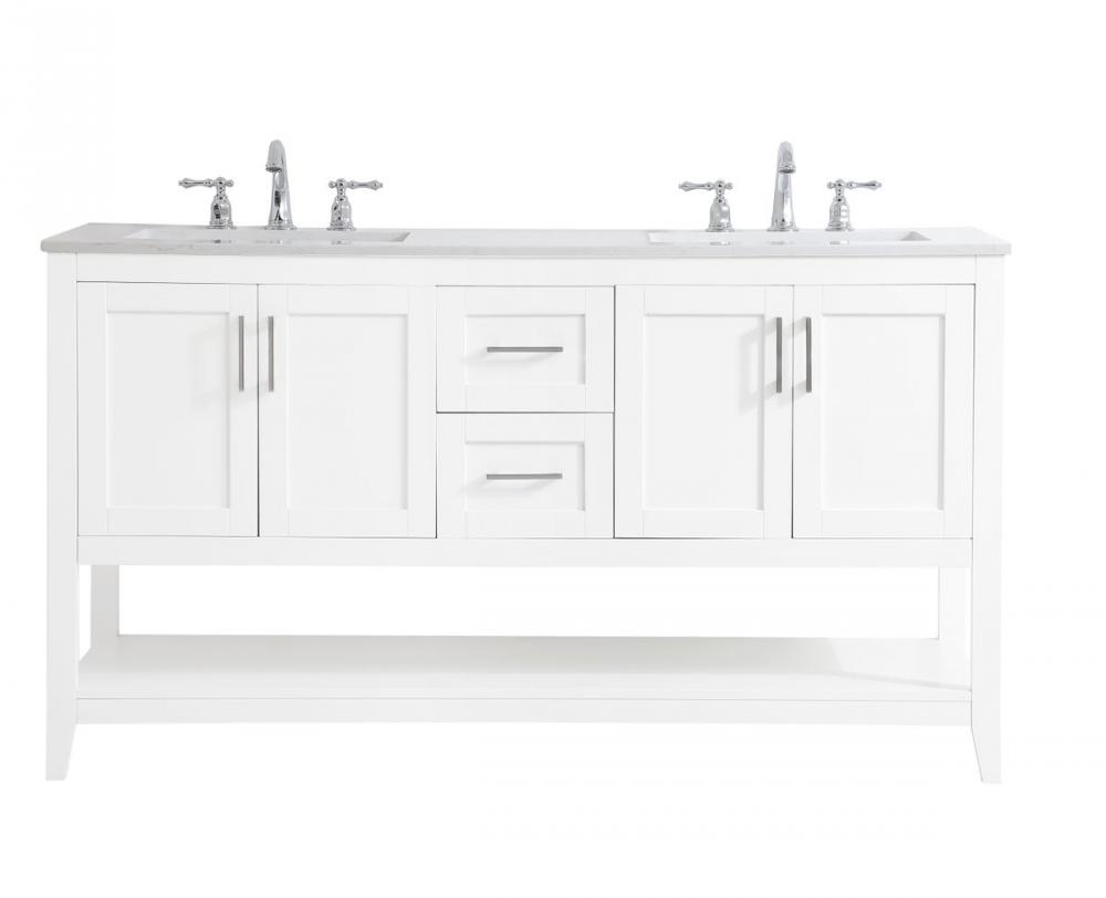 60 inch Double Bathroom Vanity in White