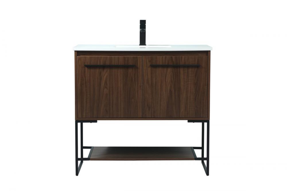 36 inch Single bathroom vanity in walnut