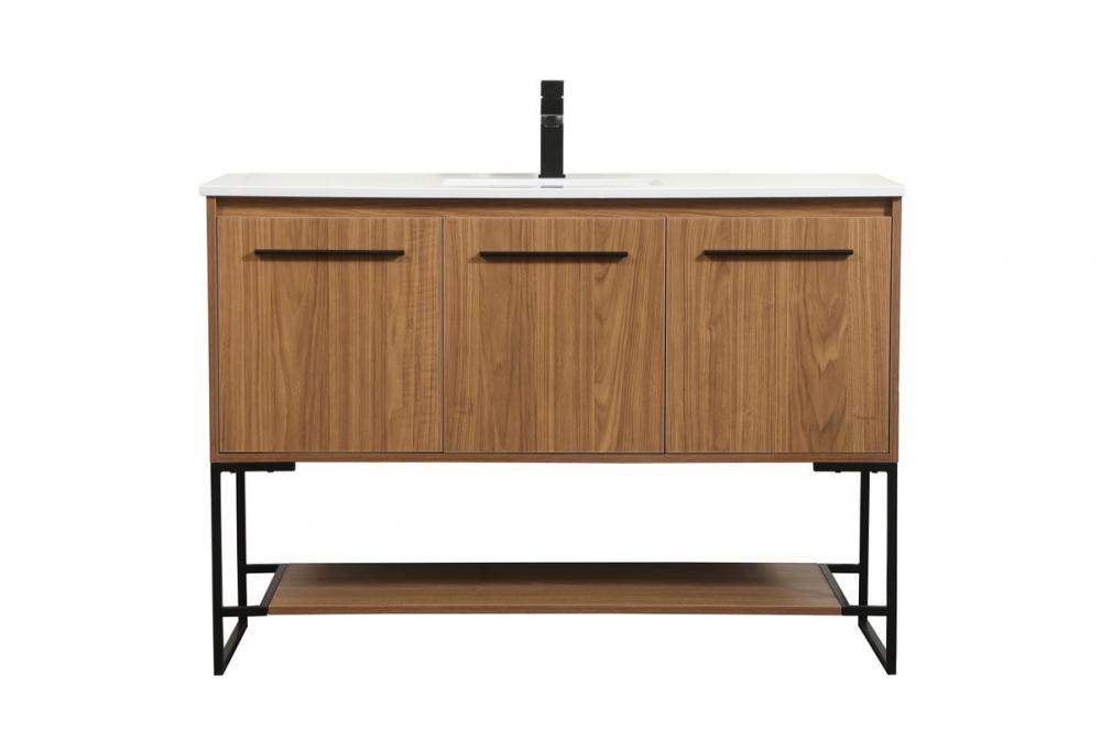 48 inch Single bathroom vanity in walnut brown