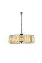 Elegant 1203G43PN-GT/RC - Chelsea 10 Light Polished Nickel Chandelier Golden Teak (Smoky) Royal Cut Crystal