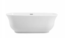 Elegant BT10267GW-BNK - 67 inch Soaking Bathtub in Glossy White with Brushed Nickel Trim