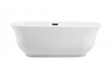 Elegant BT10267GW-MBK - 67 inch Soaking Bathtub in Glossy White with Matte Black Trim