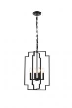 Elegant LD7066D14BK - Rosenfeld 4 Lights Pendant in Black