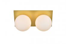 Elegant LD7304W14BRA - Jillian 2 Light Brass and Frosted White Bath Sconce