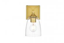 Elegant LD7309W5BRA - Harris 1 Light Brass and Clear Bath Sconce