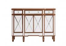 Elegant MF6-1110GC - 3 Drawer 4 Door Cabinet 48 .In. X 14 In. X 36 In. In Gold Clear