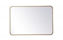 Elegant MR802436BR - Soft corner metal rectangular mirror 24x36 inch in Brass