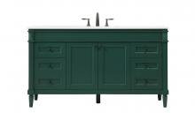 Elegant VF31860DGN - 60 inch double bathroom vanity in green