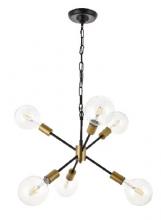 Elegant LD5033D16BRB - Nolan 6 Light matte black Pendant