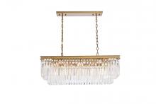 Elegant 1202D40SG/RC - Sydney 40 Inch Rectangle Crystal Chandelier in Satin Gold