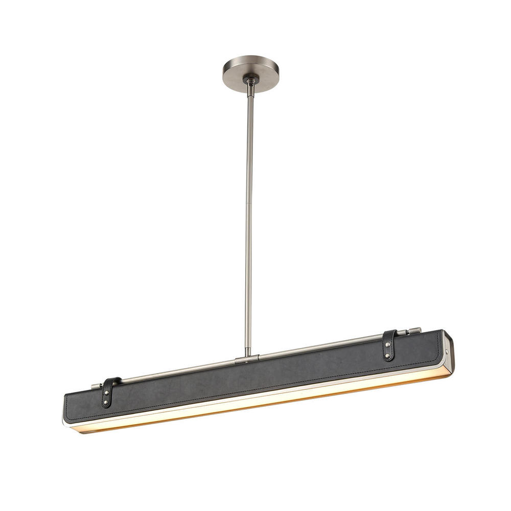 Valise 31-in Aged Nickel/Tuxedo Leather LED Pendant