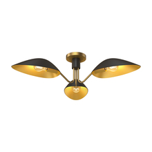 Alora Lighting SF550332MBAG - Oscar 32-in Aged Gold/Matte Black 3 Lights Semi Flush Mount