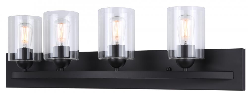 Hampton 4 Light Vanity, Black Finish