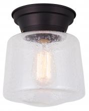 Canarm IFM623A08ORB - MILL, 1 Lt Flush Mount, Seeded Glass, 60W Type A, 8" (W) x 9 1/4" (H)