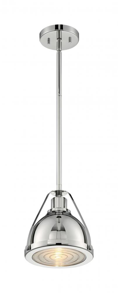 Barbett - 1 Light Pendant with Fresnel Glass - Polished Nickel Finish