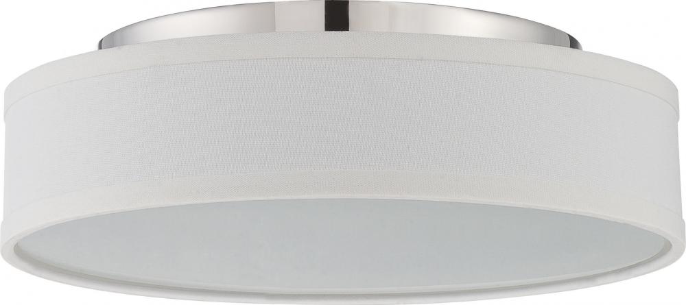 Heather - LED Flush with White Linen Shade - Polished Nickel Finish