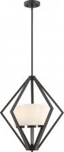 Nuvo 60/6345 - Nome - 3 Light Pendant with Satin White Glass - Mahogany Bronze Finish