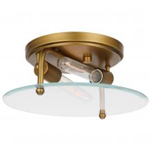 Nuvo 60/7710 - Teton; 2 Light Medium Flush Mount; Medium Base; 60 Watt; Natural Brass Finish; Clear Beveled Glass