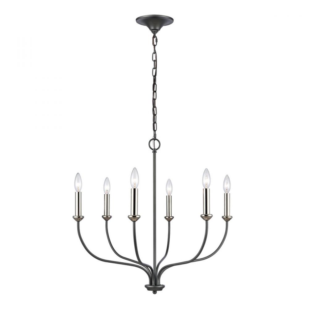 Madeline 25.75&#39;&#39; Wide 6-Light Chandelier - Dark Gray