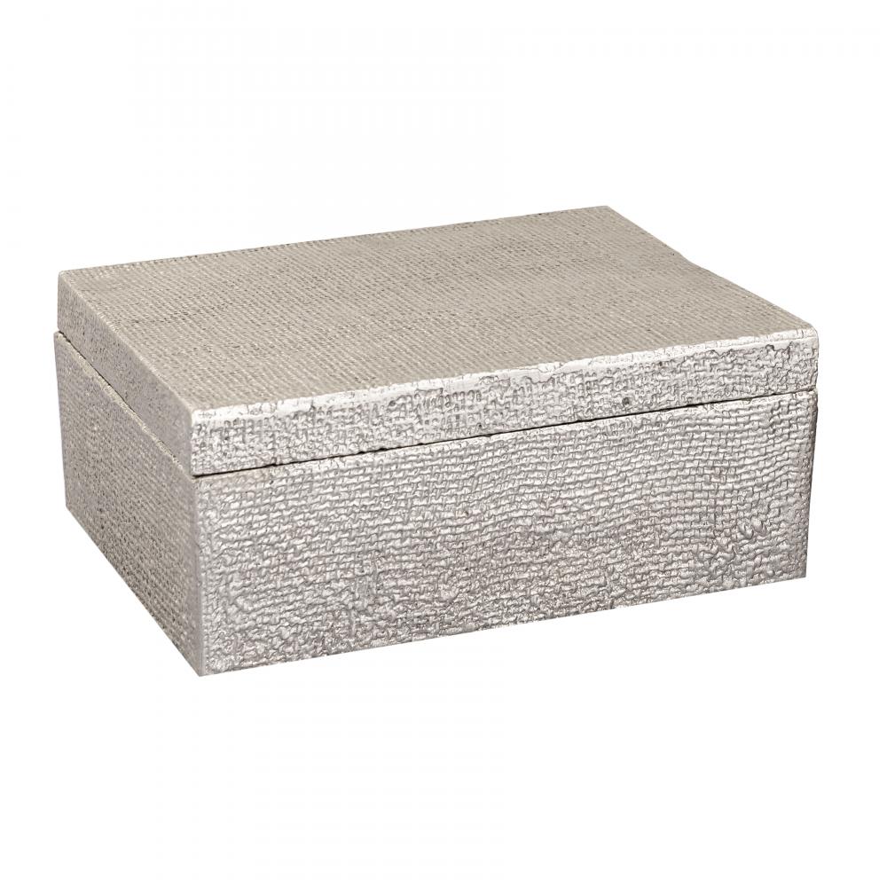 Square Linen Texture Box - Large Nickel