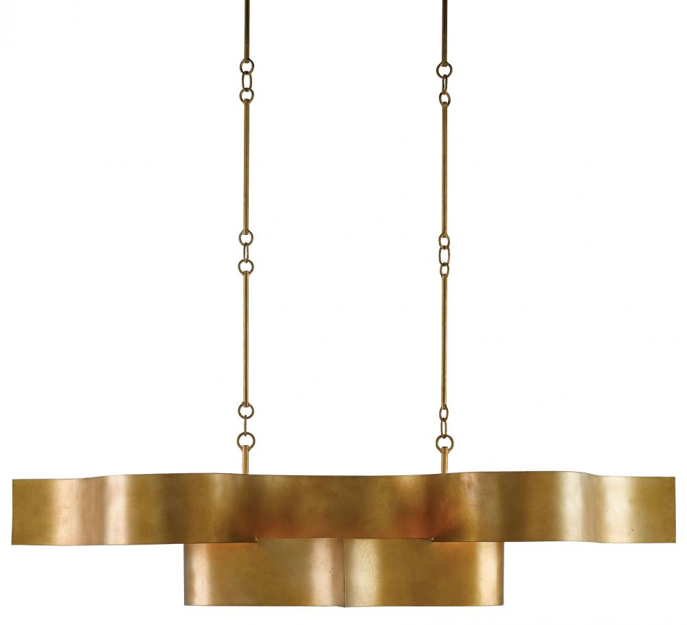 Grand Lotus Gold Oval Chandelier 50"x23.5"